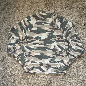 Maeve Green and Brown Turtleneck Long Sleeve Soft Camo Sweater Size Medium